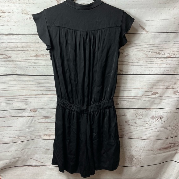 Kate Spade Crepe Ruffled Black Button Down Romper Size 2 - Picture 5 of 7